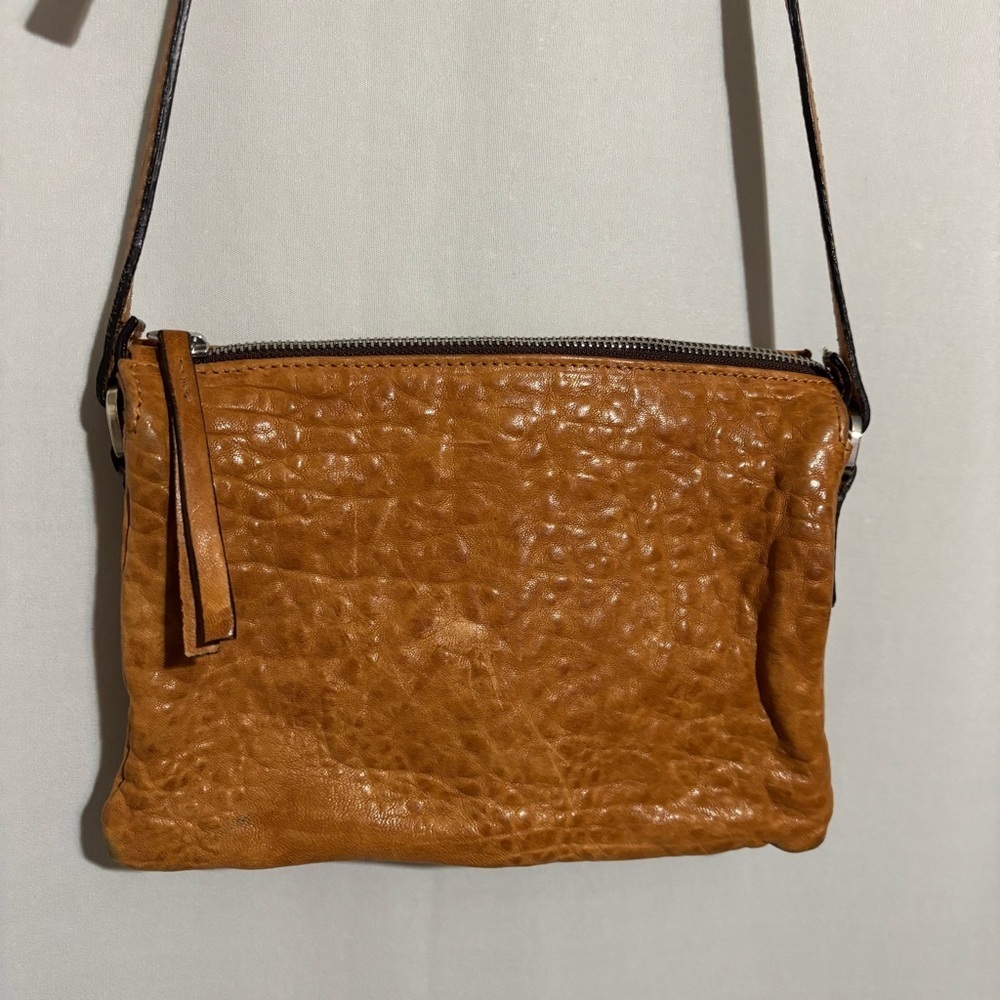 Maxon Collection Pebbled Genuine Leather Crossbody Purse made in Italy zipper - Picture 4 of 14